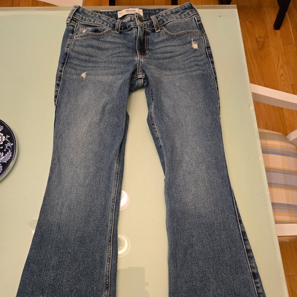 Low-Rise Distressed Medium Wash Bootcut Jeans 4S